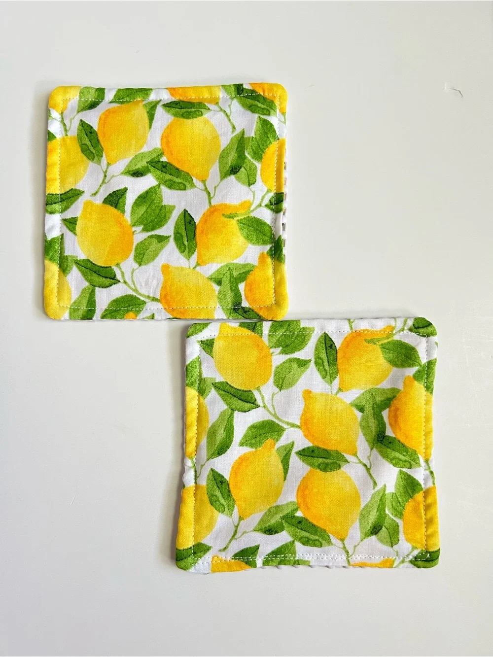 Hand Crafted Lemon Print Non Slip Jar Grippers Opens Hard Lids Yellow & Green
